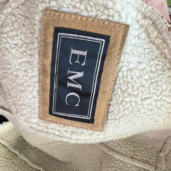 EMC Brown Leather Suede Zip Fur Lined Jacket Size Medium - Picture 14 of 14